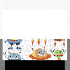 Vector set funny robots cartoon Rectangular Jigsaw Puzzl