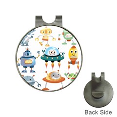 Vector set funny robots cartoon Hat Clips with Golf Markers