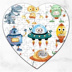 Vector set funny robots cartoon Jigsaw Puzzle (Heart)