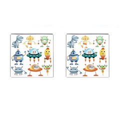 Vector set funny robots cartoon Cufflinks (Square)