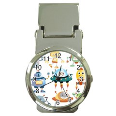 Vector set funny robots cartoon Money Clip Watches