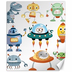 Vector set funny robots cartoon Canvas 8  x 10 