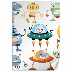 Vector set funny robots cartoon Canvas 12  x 18 