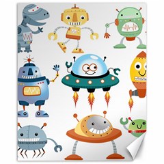 Vector set funny robots cartoon Canvas 16  x 20 