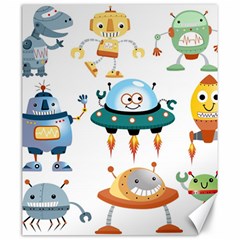 Vector set funny robots cartoon Canvas 20  x 24 