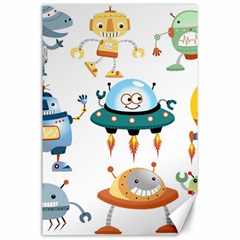 Vector set funny robots cartoon Canvas 24  x 36 