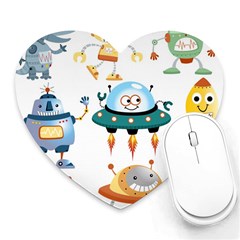 Vector set funny robots cartoon Heart Mousepads