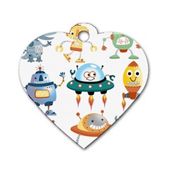 Vector set funny robots cartoon Dog Tag Heart (One Side)