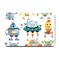 Vector set funny robots cartoon Small Doormat 