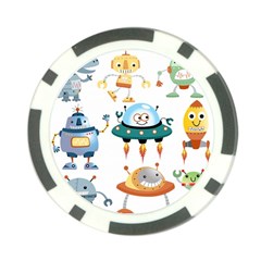 Vector set funny robots cartoon Poker Chip Card Guard