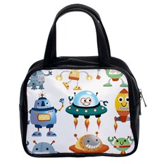 Vector set funny robots cartoon Classic Handbag (Two Sides)