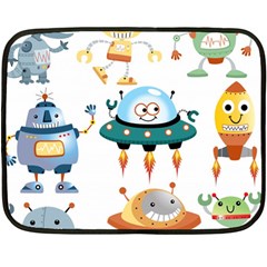 Vector set funny robots cartoon Fleece Blanket (Mini)