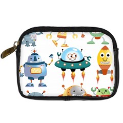 Vector set funny robots cartoon Digital Camera Leather Case