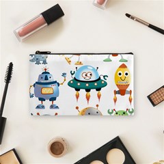 Vector set funny robots cartoon Cosmetic Bag (Small)