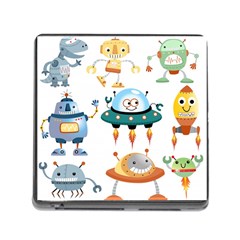 Vector set funny robots cartoon Memory Card Reader (Square 5 Slot)