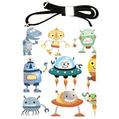 Vector set funny robots cartoon Shoulder Sling Bag