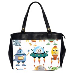 Vector set funny robots cartoon Oversize Office Handbag (2 Sides)