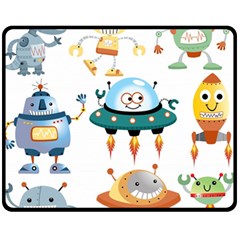 Vector set funny robots cartoon Fleece Blanket (Medium) 