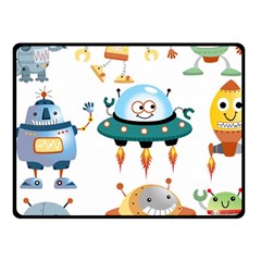 Vector set funny robots cartoon Fleece Blanket (Small)