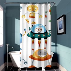 Vector set funny robots cartoon Shower Curtain 36  x 72  (Stall) 