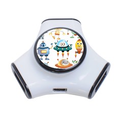 Vector set funny robots cartoon 3-Port USB Hub