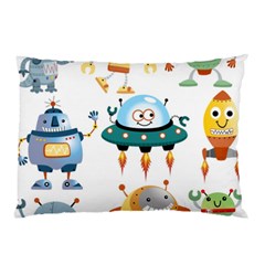 Vector set funny robots cartoon Pillow Case (Two Sides)