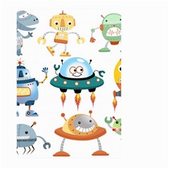 Vector set funny robots cartoon Large Garden Flag (Two Sides)