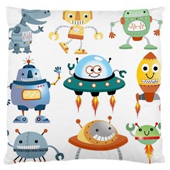 Vector set funny robots cartoon Large Cushion Case (One Side)