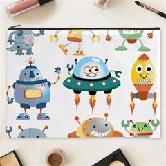 Vector set funny robots cartoon Cosmetic Bag (XXXL)