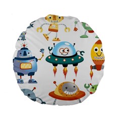 Vector set funny robots cartoon Standard 15  Premium Round Cushions