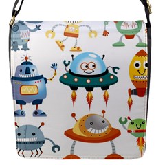 Vector set funny robots cartoon Flap Closure Messenger Bag (S)