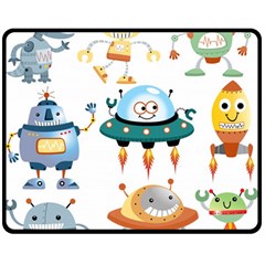 Vector set funny robots cartoon Double Sided Fleece Blanket (Medium) 