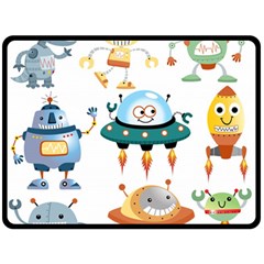 Vector set funny robots cartoon Double Sided Fleece Blanket (Large) 