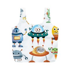 Vector set funny robots cartoon Full Print Recycle Bag (M)