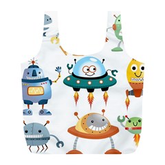 Vector set funny robots cartoon Full Print Recycle Bag (L)