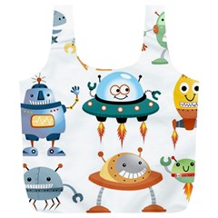 Vector set funny robots cartoon Full Print Recycle Bag (XL)