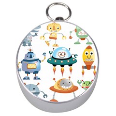 Vector set funny robots cartoon Silver Compasses