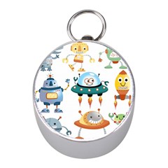 Vector set funny robots cartoon Mini Silver Compasses