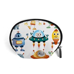 Vector set funny robots cartoon Accessory Pouch (Small)