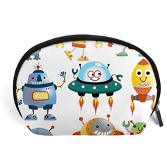 Vector set funny robots cartoon Accessory Pouch (Large)