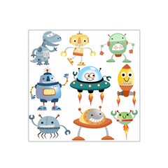 Vector set funny robots cartoon Satin Bandana Scarf