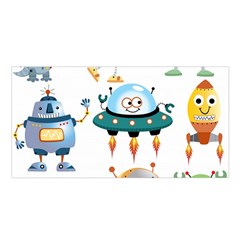 Vector set funny robots cartoon Satin Shawl