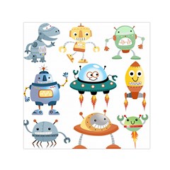 Vector set funny robots cartoon Small Satin Scarf (Square)