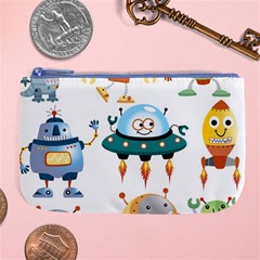 Vector set funny robots cartoon Large Coin Purse