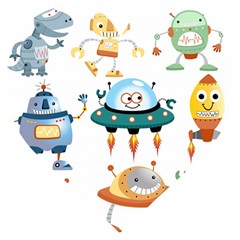 Vector set funny robots cartoon Wooden Puzzle Heart