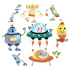 Vector set funny robots cartoon Wooden Puzzle Hexagon