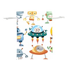 Vector set funny robots cartoon Lightweight Drawstring Pouch (L)