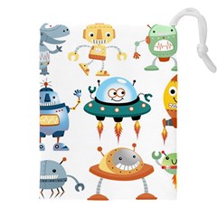 Vector set funny robots cartoon Drawstring Pouch (4XL)