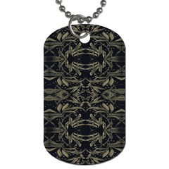 Stylized Golden Ornate Nature Motif Print Dog Tag (one Side) by dflcprintsclothing