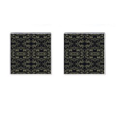 Stylized Golden Ornate Nature Motif Print Cufflinks (square) by dflcprintsclothing